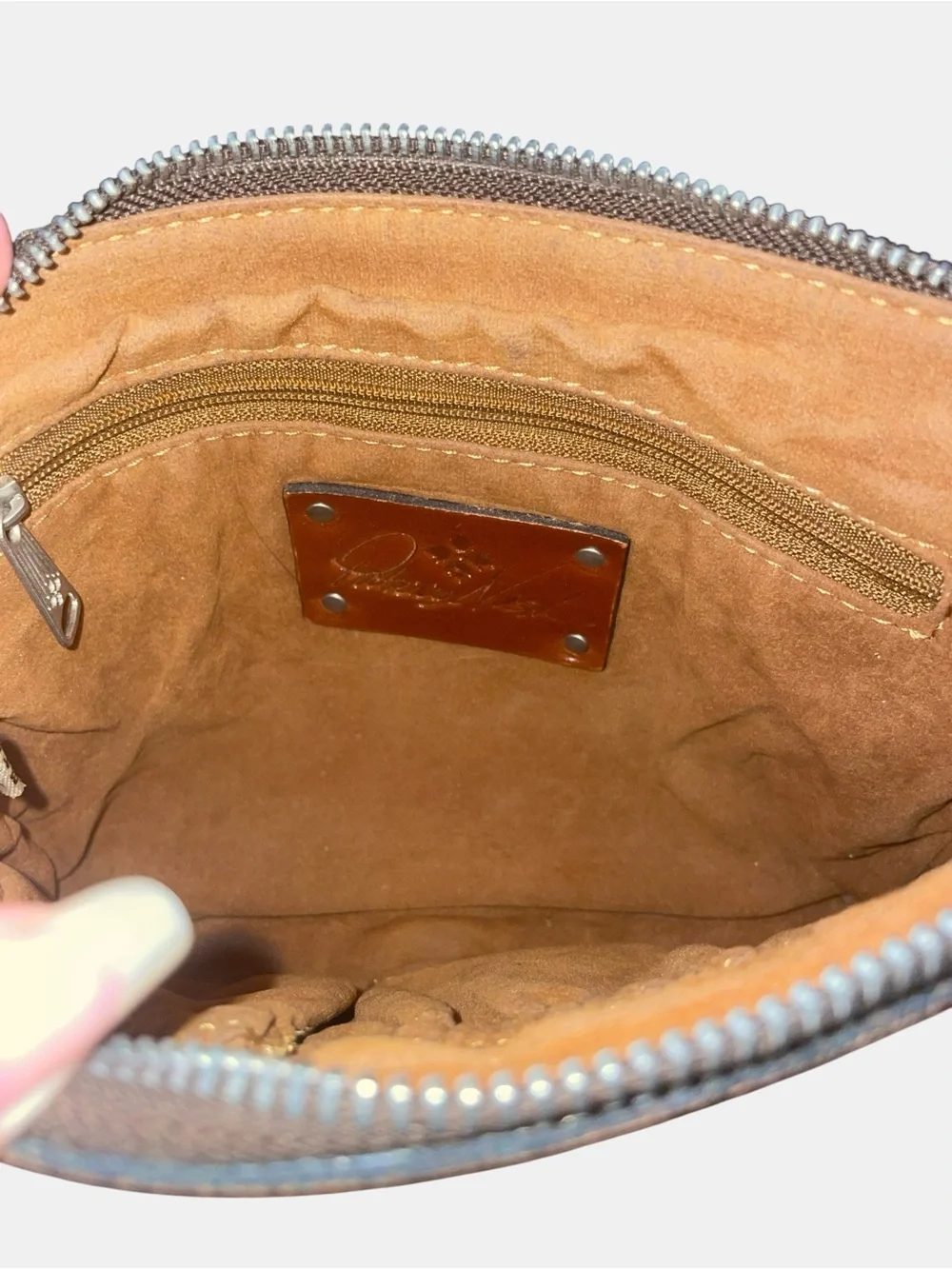 Patricia Nash Cassini Wristlet Tooled Turquoise Brown Leather Clutch
